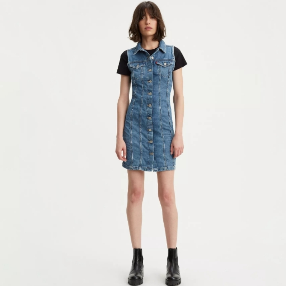 Levi's Aubrey Denim Sleeveless Dress Size XL
